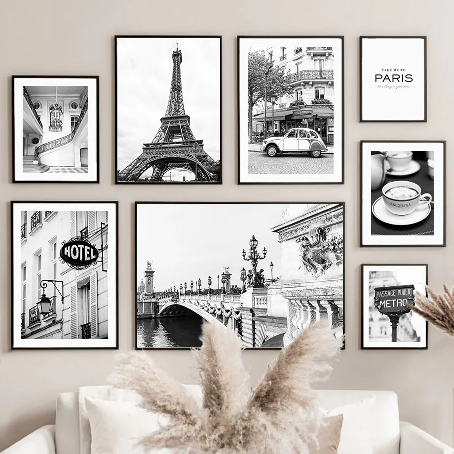 Home Cinema Wall Art - Obraz na płótnie, czarno-biały, Paryż, ręcznik,