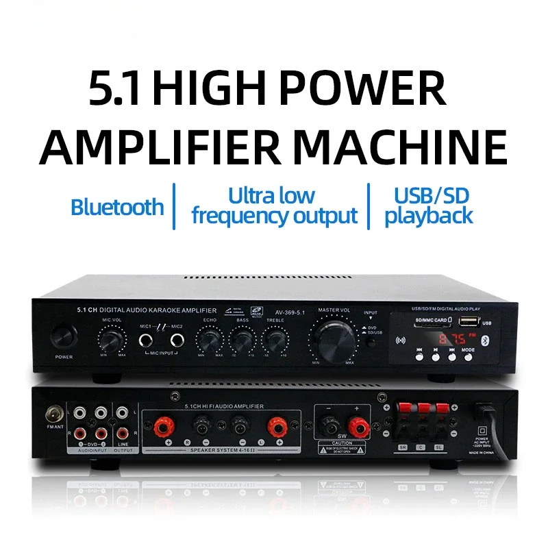 Home Cinema Receiver - Wzmacniacz audio Bluetooth 5.1 AV-369BT, stereofoniczny