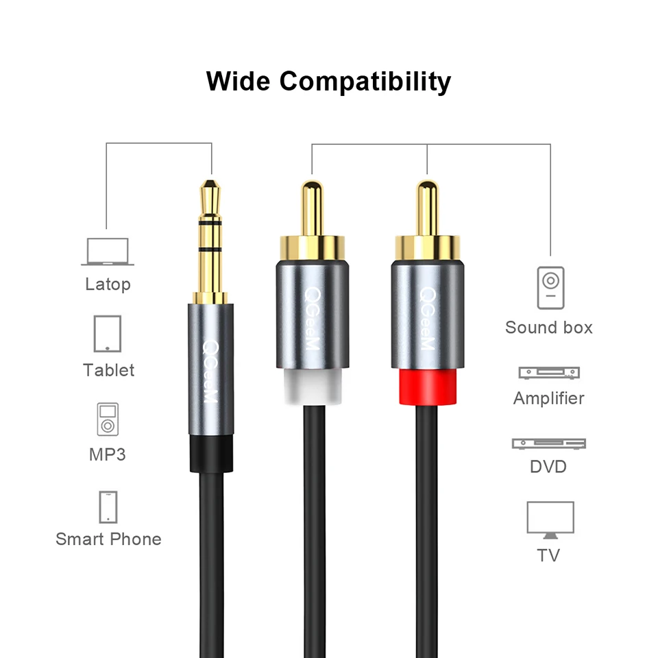 Kabel QGeeM RCA 2RCA do 3.5mm, – Home Cinema Player recenzja i cena
