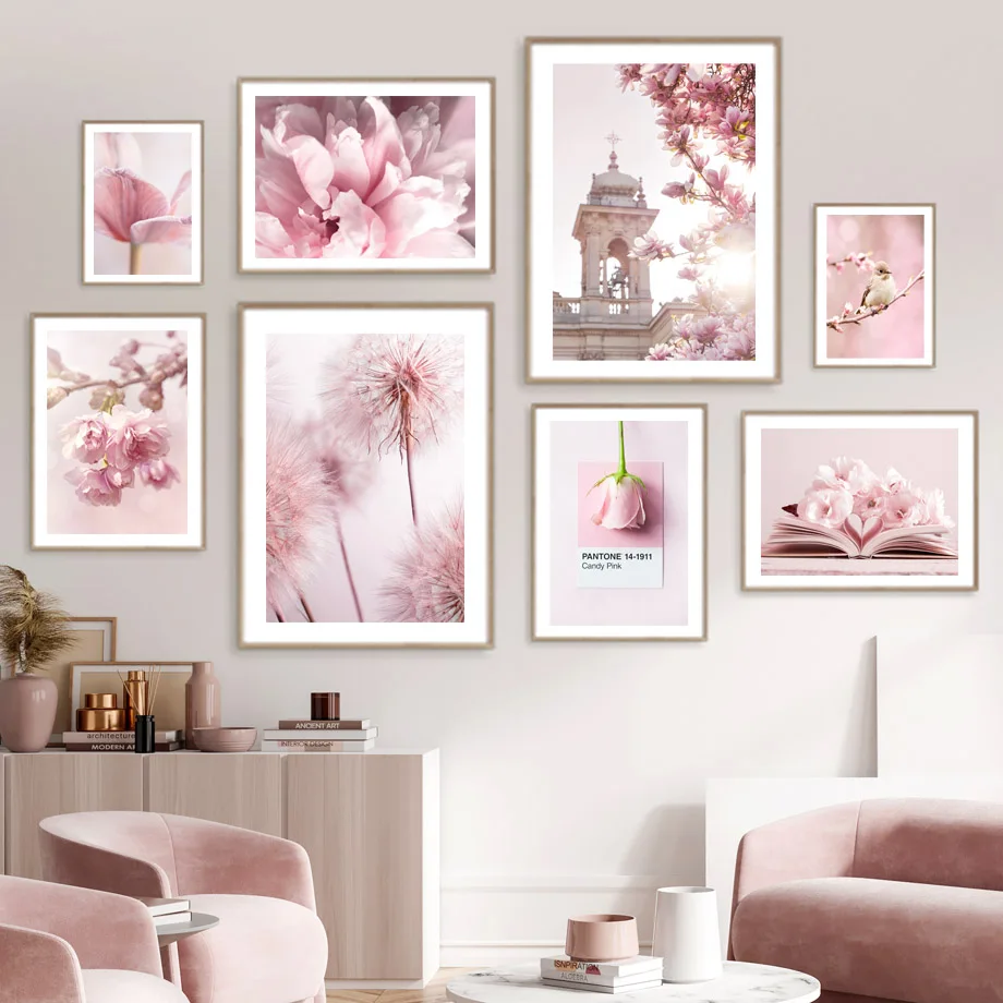 Wiosna Różowa Róża Piwonia Sak – Home Cinema Wall Art recenzja i cena